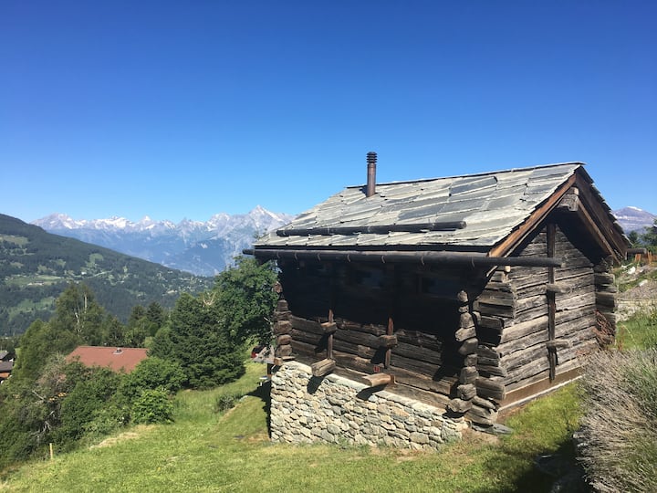 Charming typical Swiss chalet in old wood