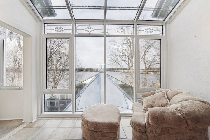 luxurious villa with a private dock; laval