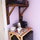 "Kitchen" in the cottage with a fridge, toaster, microwave, and hot water kettle