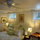 Queen bed and large work space.