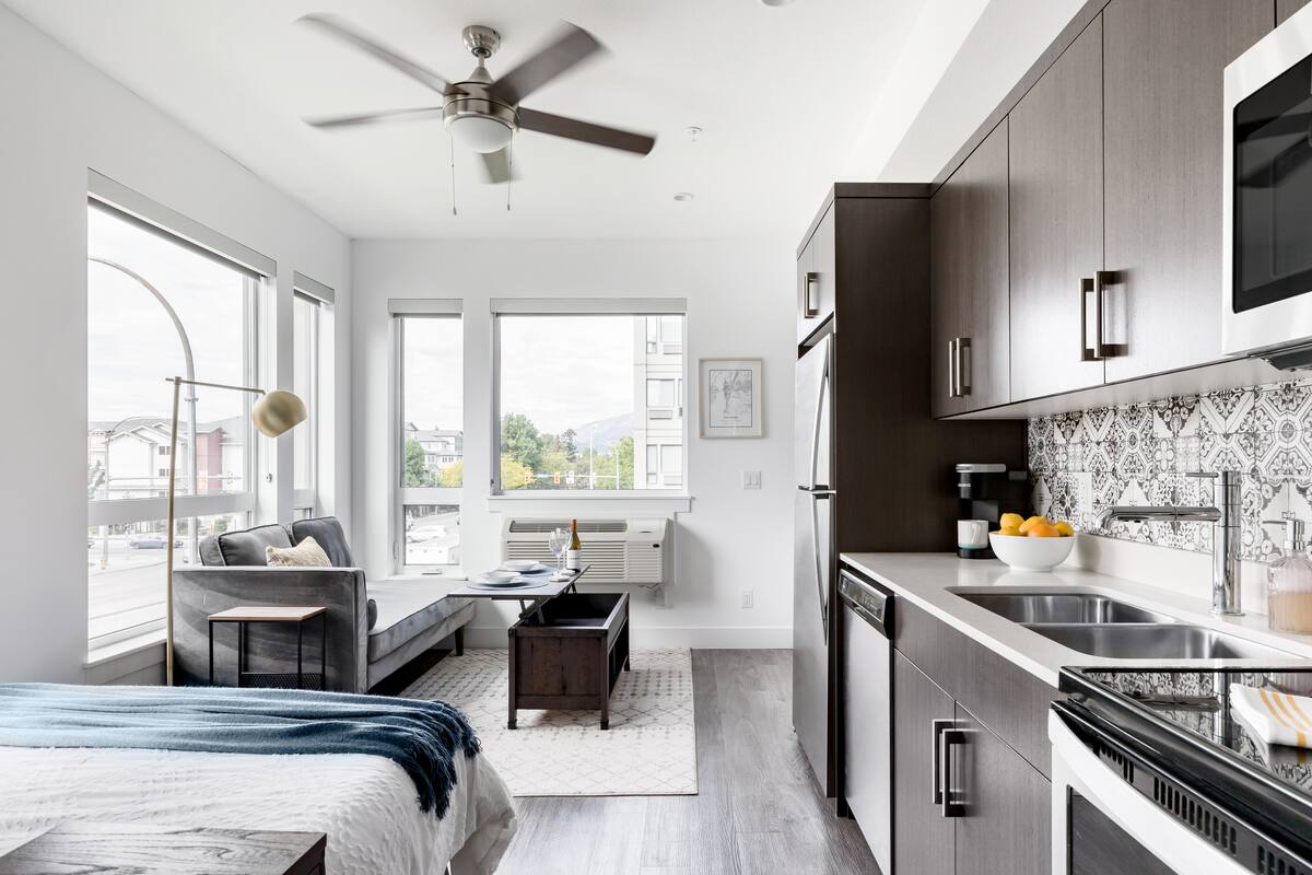 Walk to Downtown from a Chic Modern Studio with a Gym