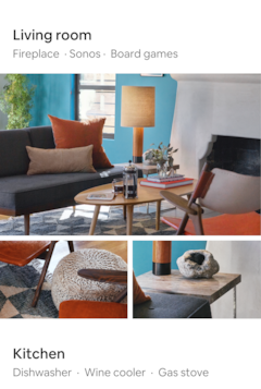 현대적인 가구가 놓인 채광이 좋은 거실. 마호가니 재질 의자의 정교한 팔걸이 장식과 정동석이 놓인 나무 협탁이 보입니다.