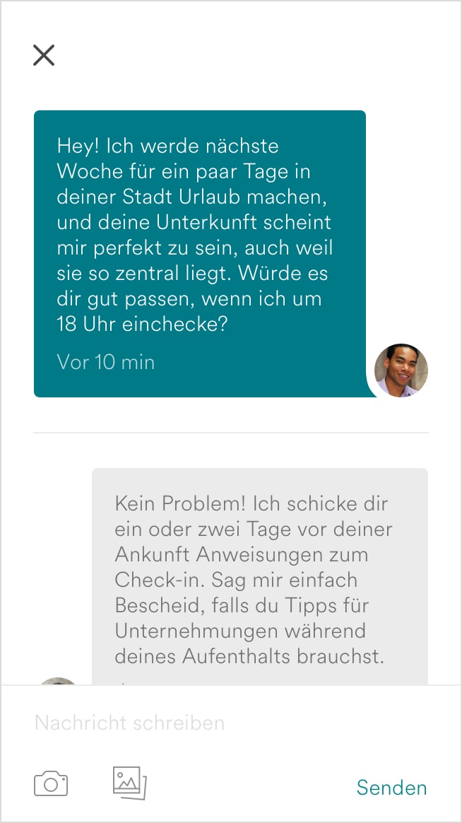 Screenshot des Nachrichtenverlaufs