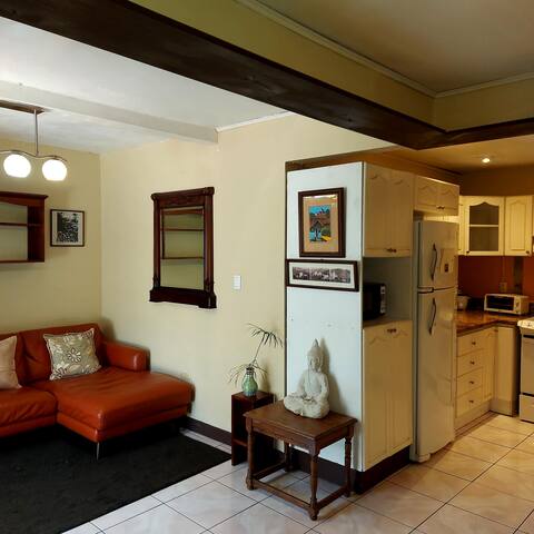 Central with bathtub and parking lot