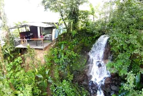 waterfall next door, hammock bridge, bird view…
