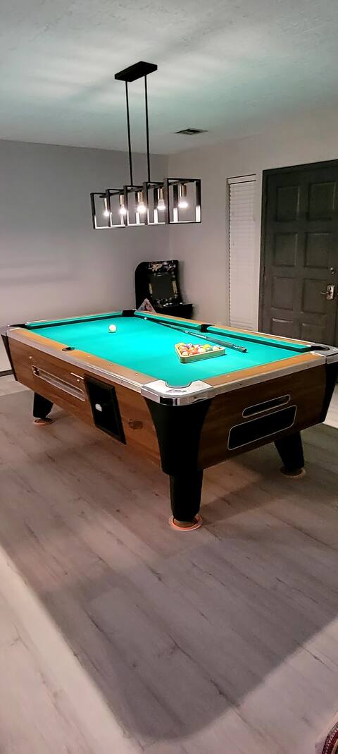 Game room and hot tub!