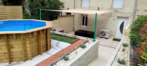 Quiet house terrace and pool