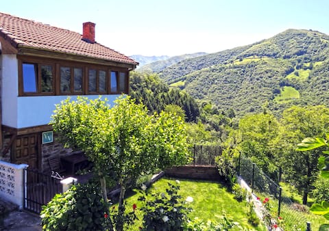 Perfect house. Garden with BBQ on the Mountain