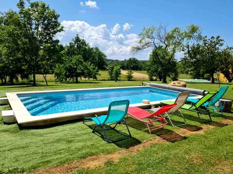 Heated private pool house and hot tub