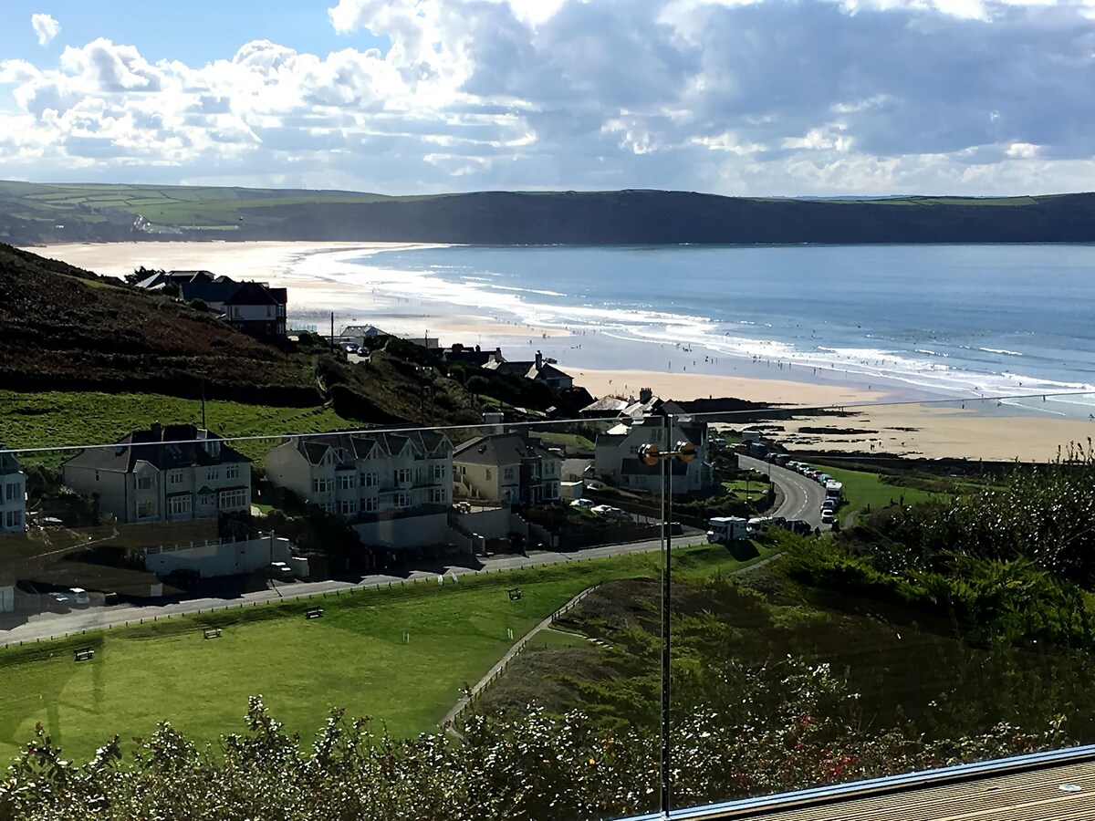 Popular Airbnb listing: Woolacombe | 4 bedroom sea view home | large deck in Mortehoe