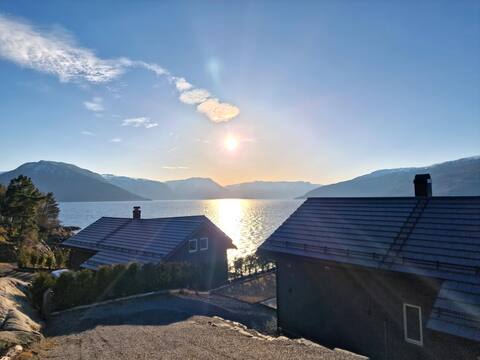 Newly built cabin by the Sognefjord..