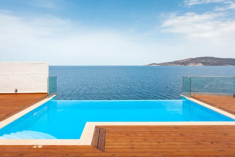 Nautical Aegean Beach Villa with Private Infinity Pool