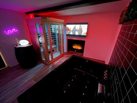 Entire place with a hot tub and sauna
