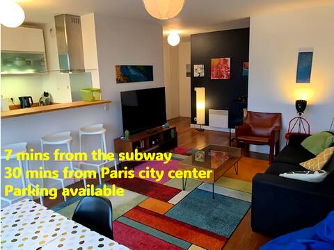 Family apartment-7 min metro-10 min from Paris