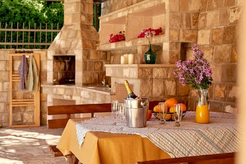 House near the sea with spacious plot and barbecue