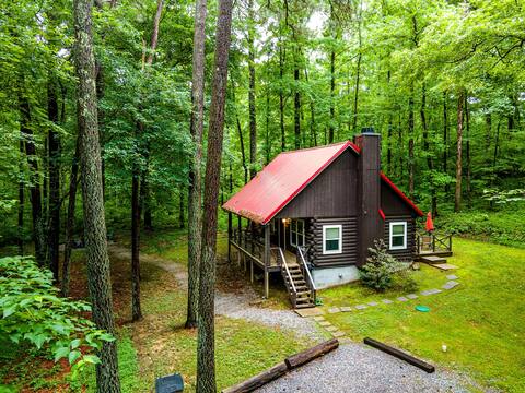 King Bed, Cabin in Woods with Spring-fed Stream
