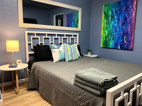Cozy Artist Apartment, Queen Bed Stylish + WIFI!