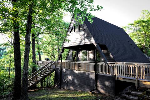 Private Lakefront A-Frame Cabin w/ Hot Tub