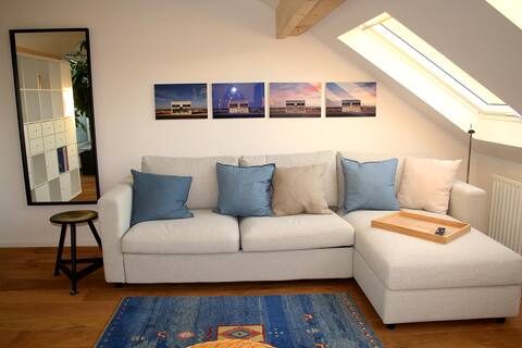 Light-flooded apartment with roof terrace