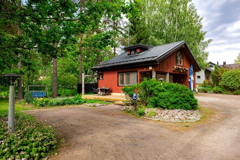 An atmospheric yard with river views