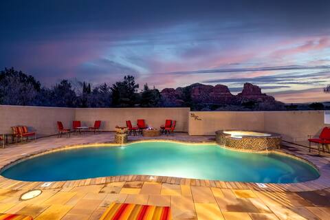 NO clean fee, Red Rock VIEWS, Heated Pool, 5BR