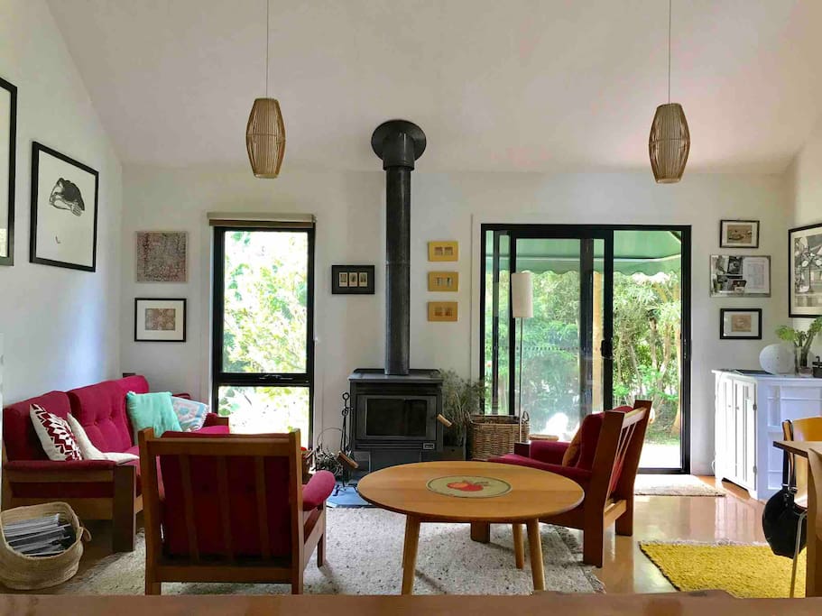 Cosy living area with a combustion stove to keep you warm on those cold winter days and nights