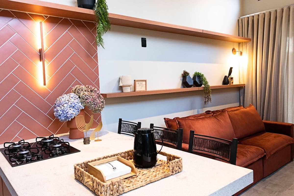 Sofá-cama confortável.