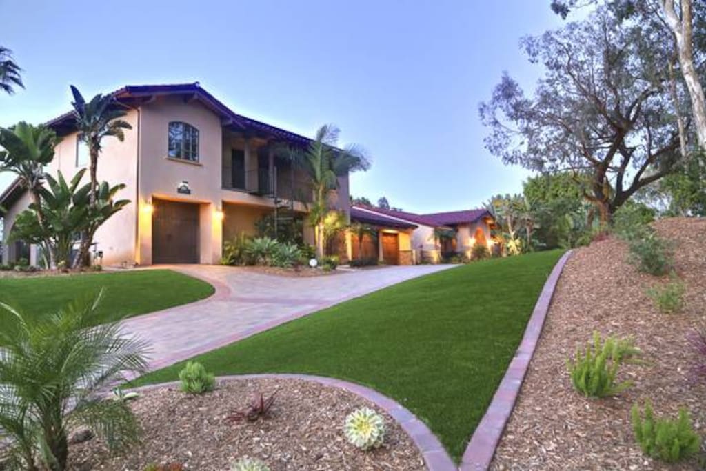 Guest house in foreground; main house in distance