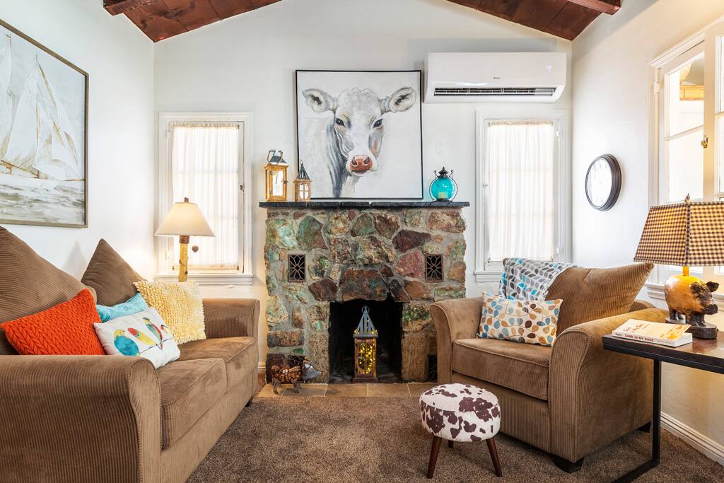 Living Area with original fireplace (not for use)