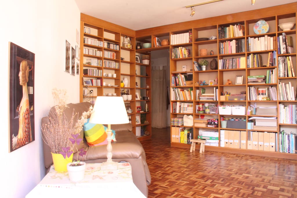 Living room, library