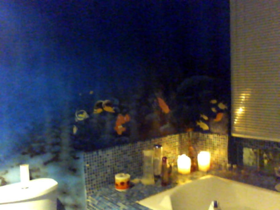 Hand painted bathroom walls