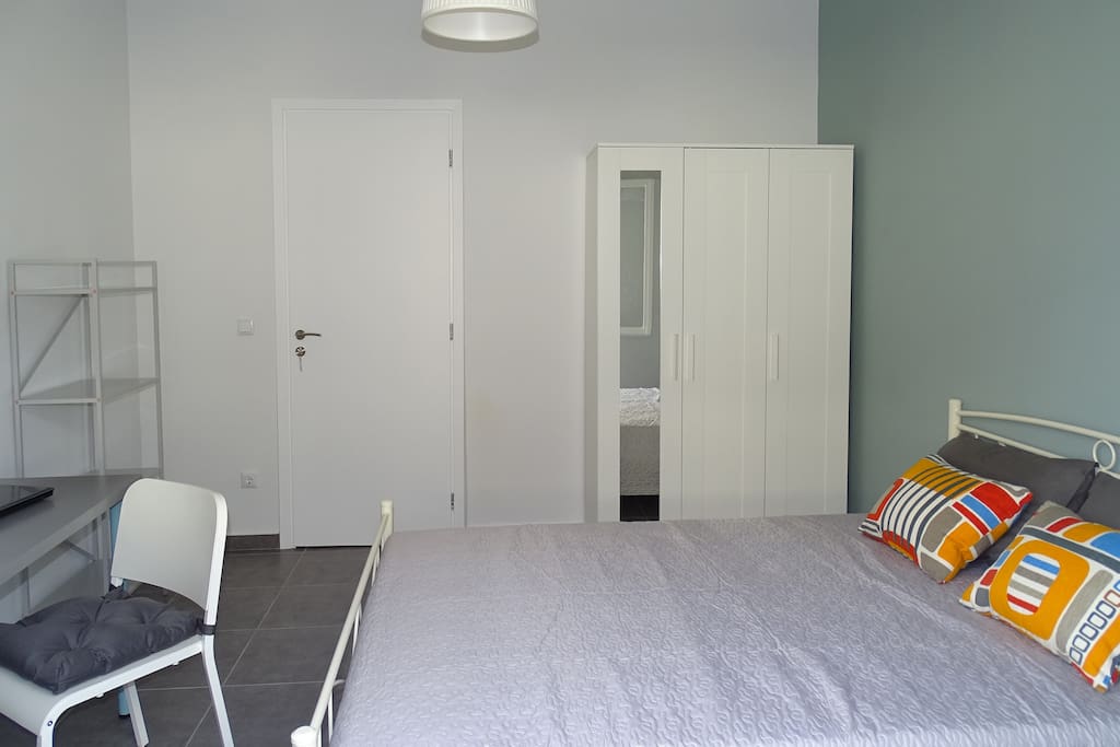 Your room, bed, desk, closet and small library.