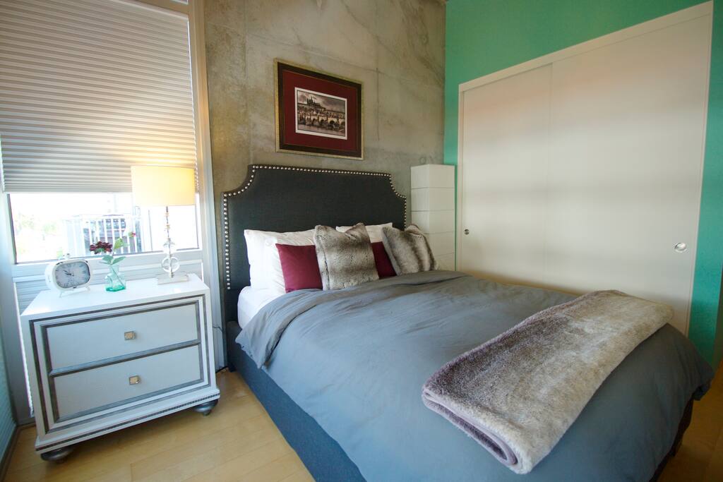 Master bedroom with queen bed