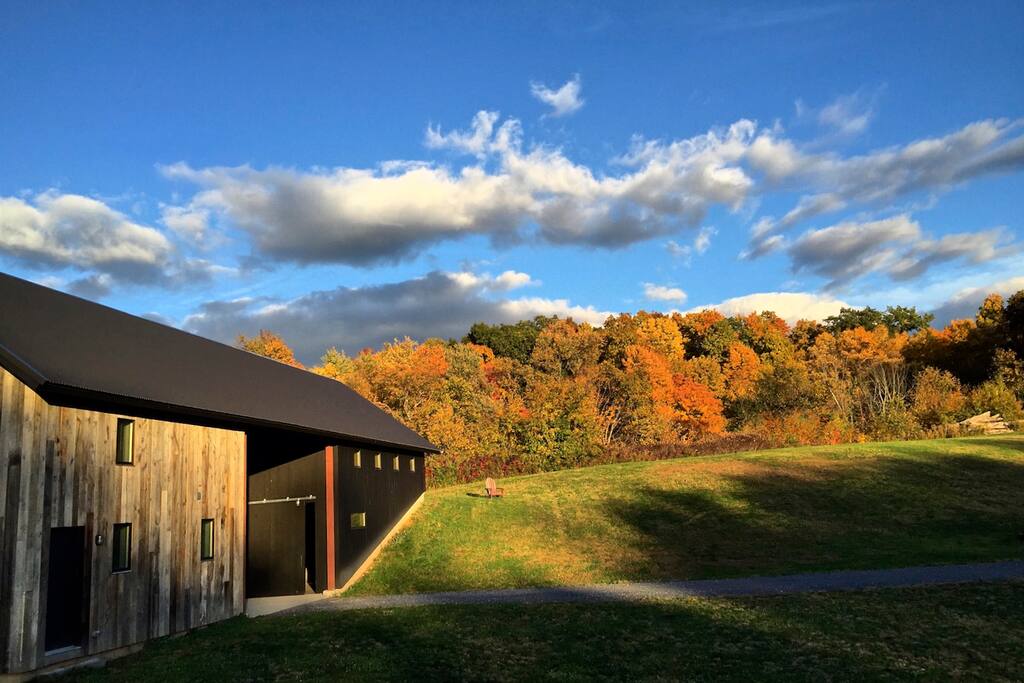 Fall view of the barn and farm-stay