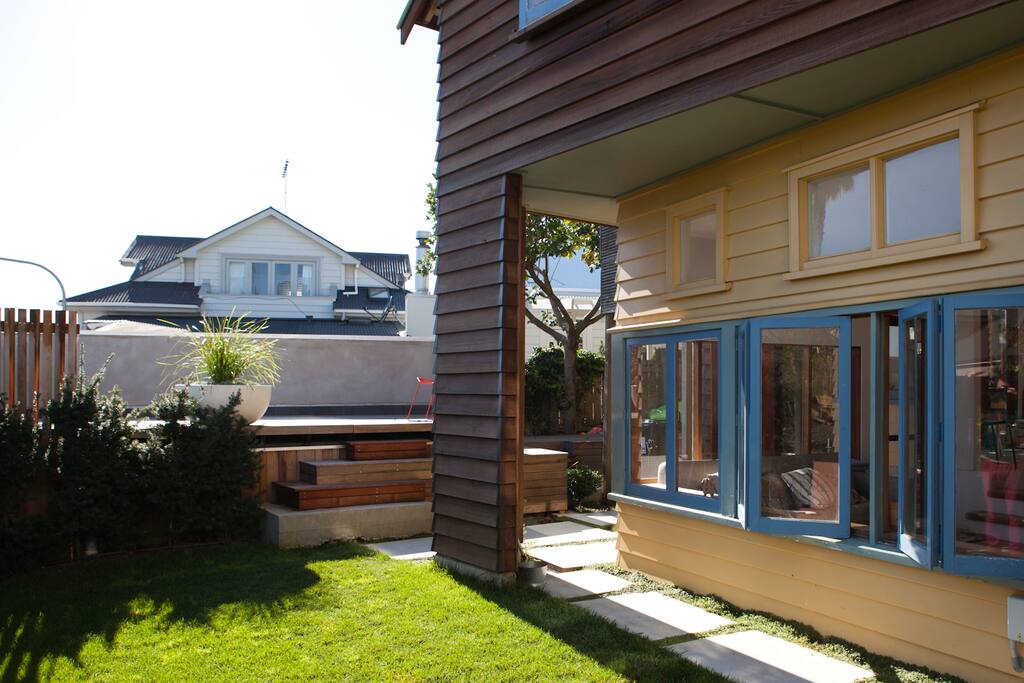 Sunny front lawn