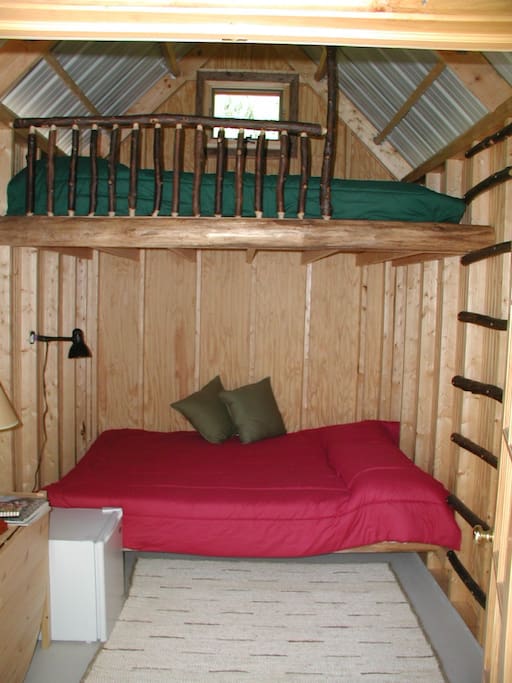 Each cabin has a mini-refrigerator and 2 queen bunk beds