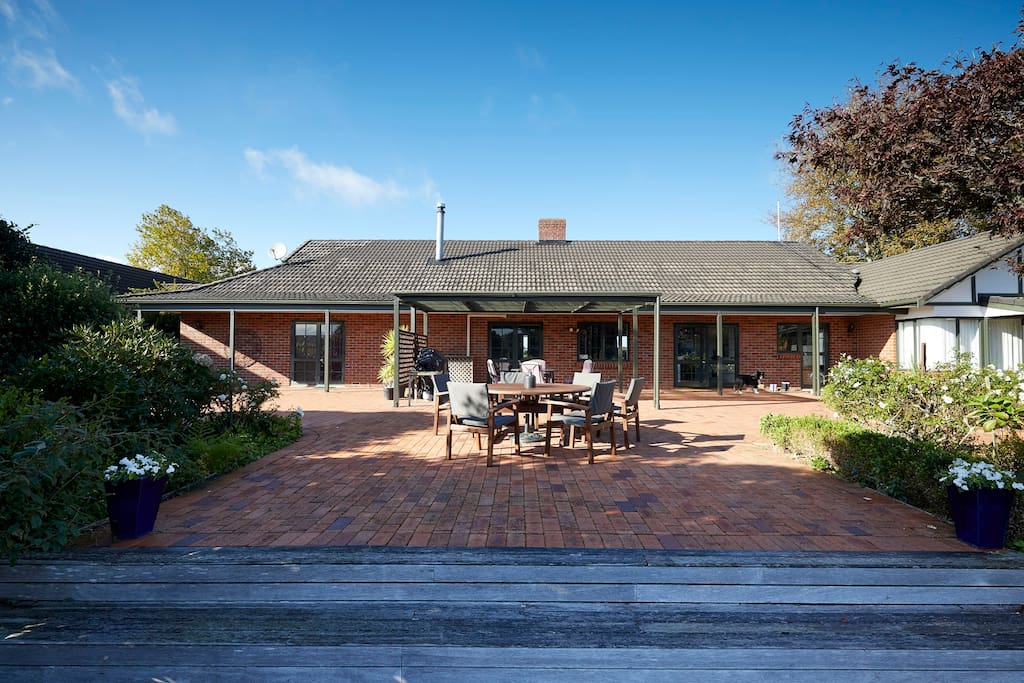 The sun drenched patio