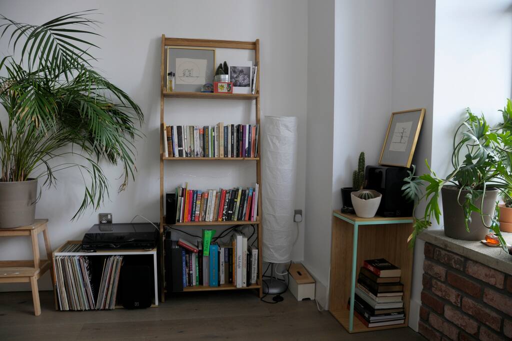 A selection of vinyls and a record player to enjoy