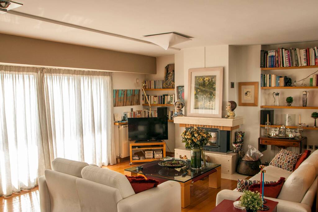 Living room with fireplace
