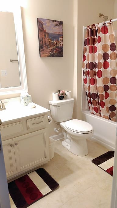Private full bathroom with sink, vanity, toilet and shower / bathtub