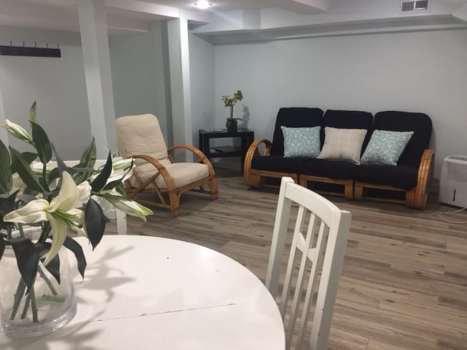 Living room and dining room