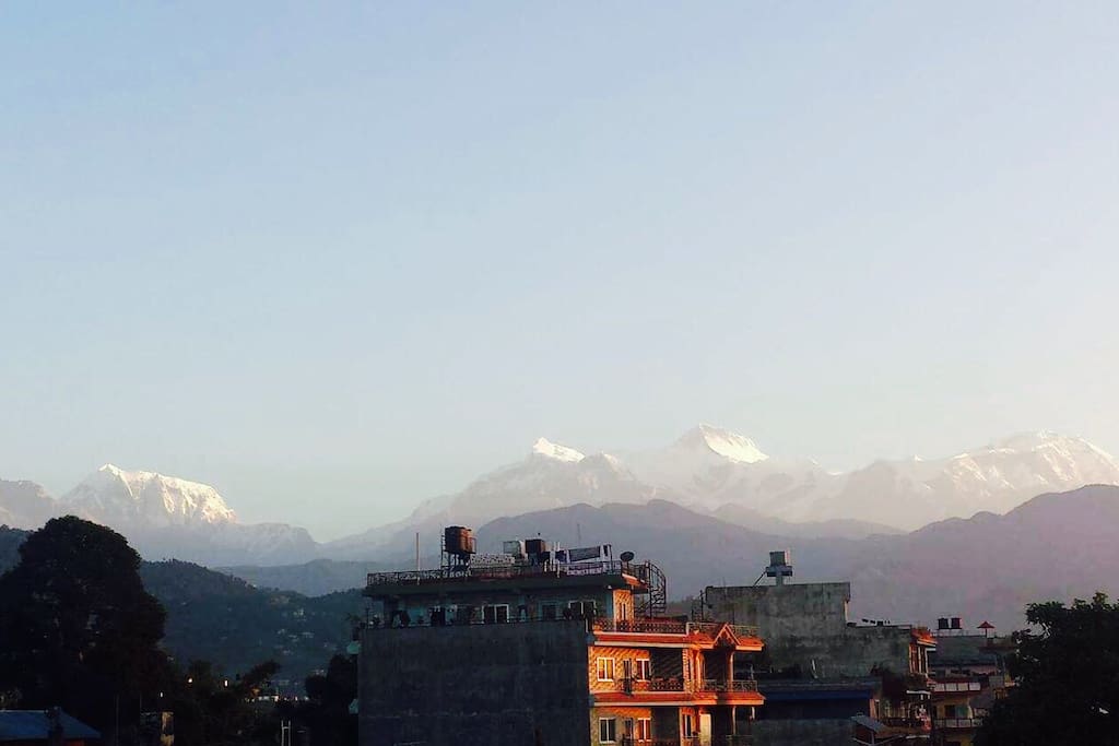 View of Annapurna range from our home.