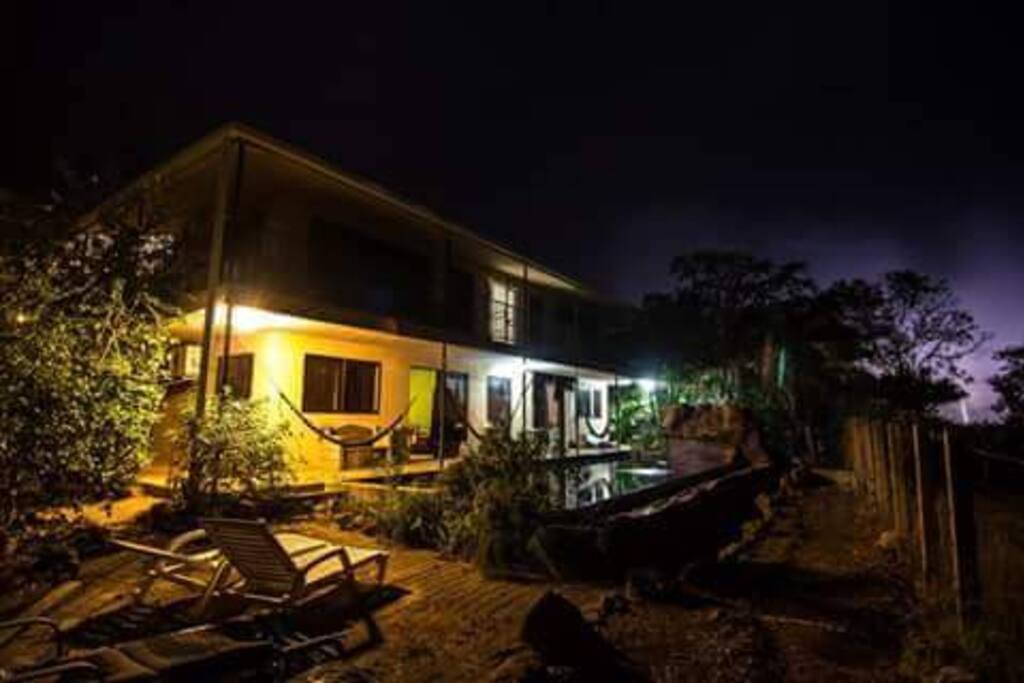 At night