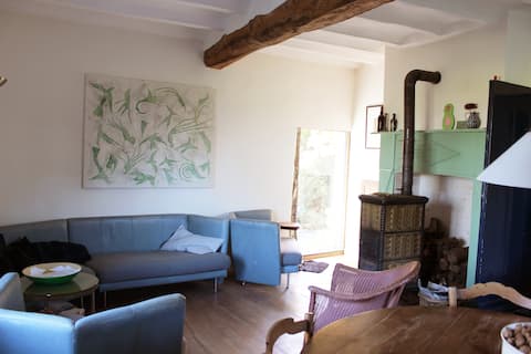 romantic half-timbered farmhouse with unobstructed views