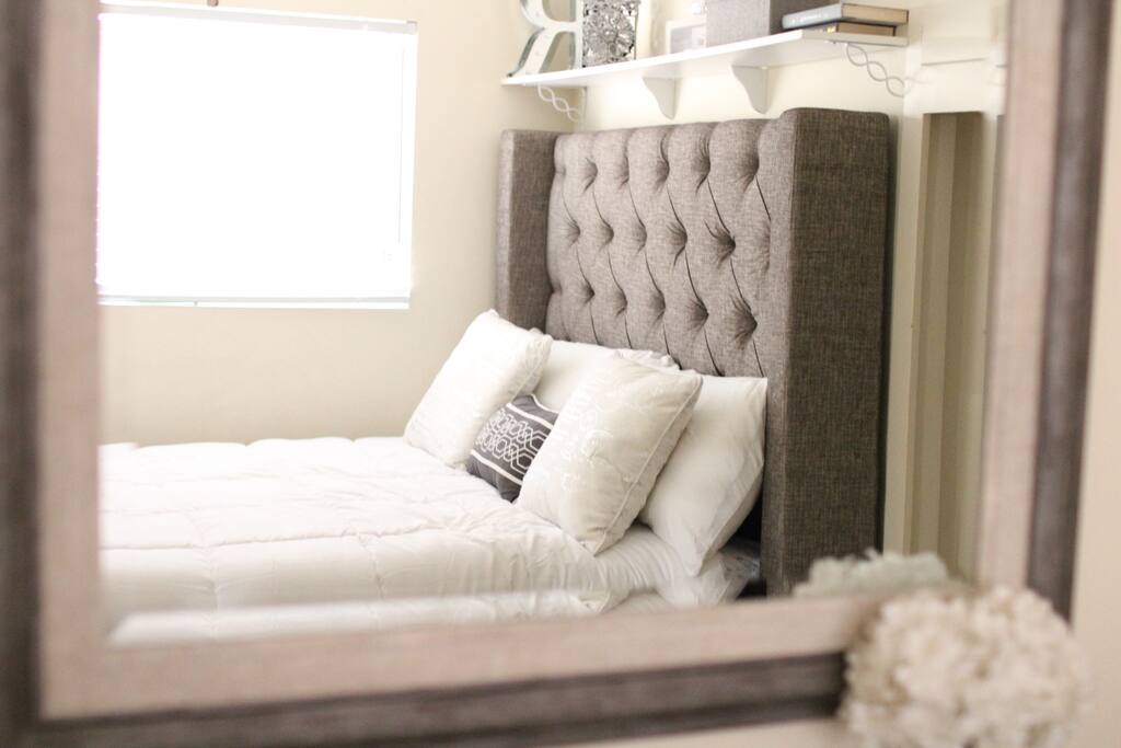 Cozy Bedroom with Mini Fridge