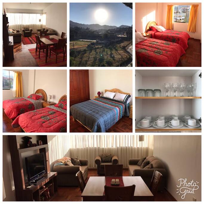 Dining room, sunset, bedroom 3, bedroom 2, bedroom 1, kitchen, another view of the dining room.