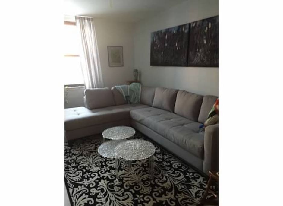 Living area, facing front of apt.