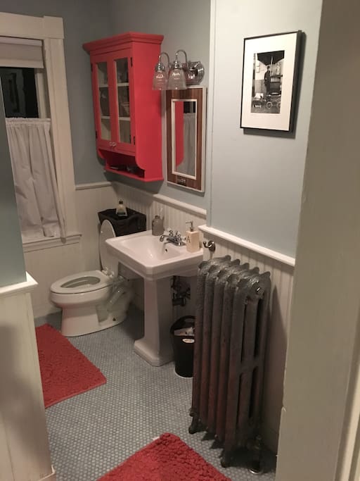 Downstairs bathroom with washer & dryer