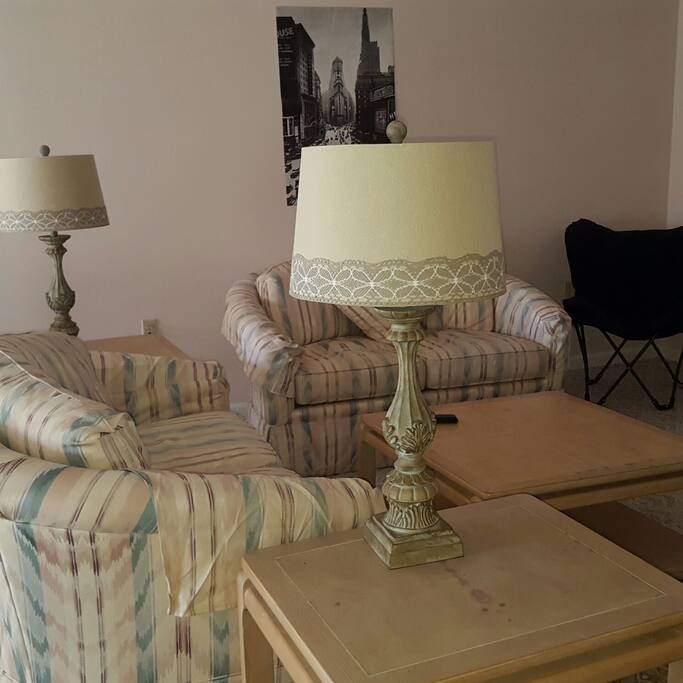 living room w ping pong table, private exit, for your use.