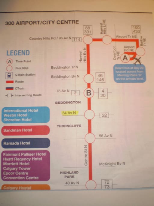 Airport's shuttle #300 stops at Centre Stret